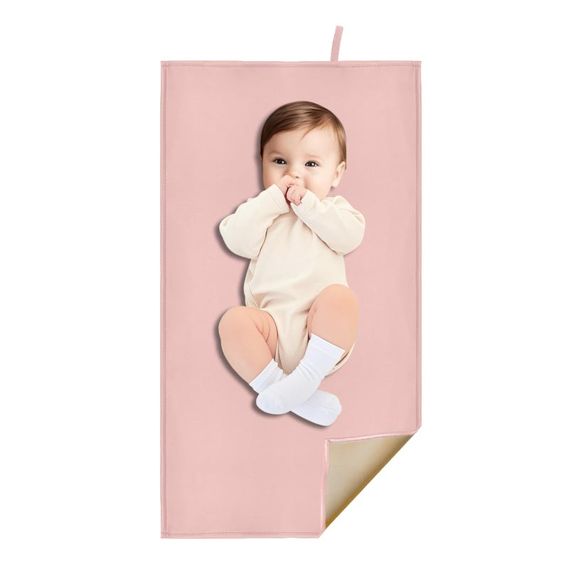 BEWDIO Pink Diaper Changing Pad for Baby, Portable Baby Changing Mat for Travel or Home, Foldable Mat Fits Perfectly in Diaper Bag (67-12) - Image 1